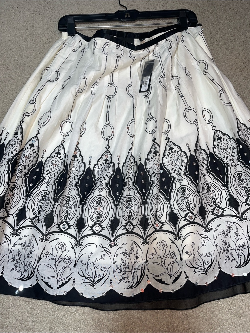 The Limited Black and White Embroidered Circle Skirt